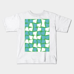 Blue, White and Green Tiles Kids T-Shirt